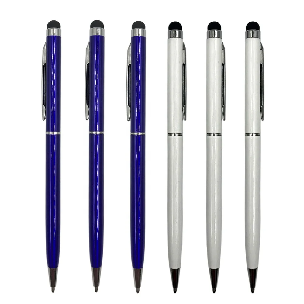 
Custom Logo High Sensitive Capacitive Touch Screen Stylus metal Ballpoint Pen Colored thin body metal touch ball pen 