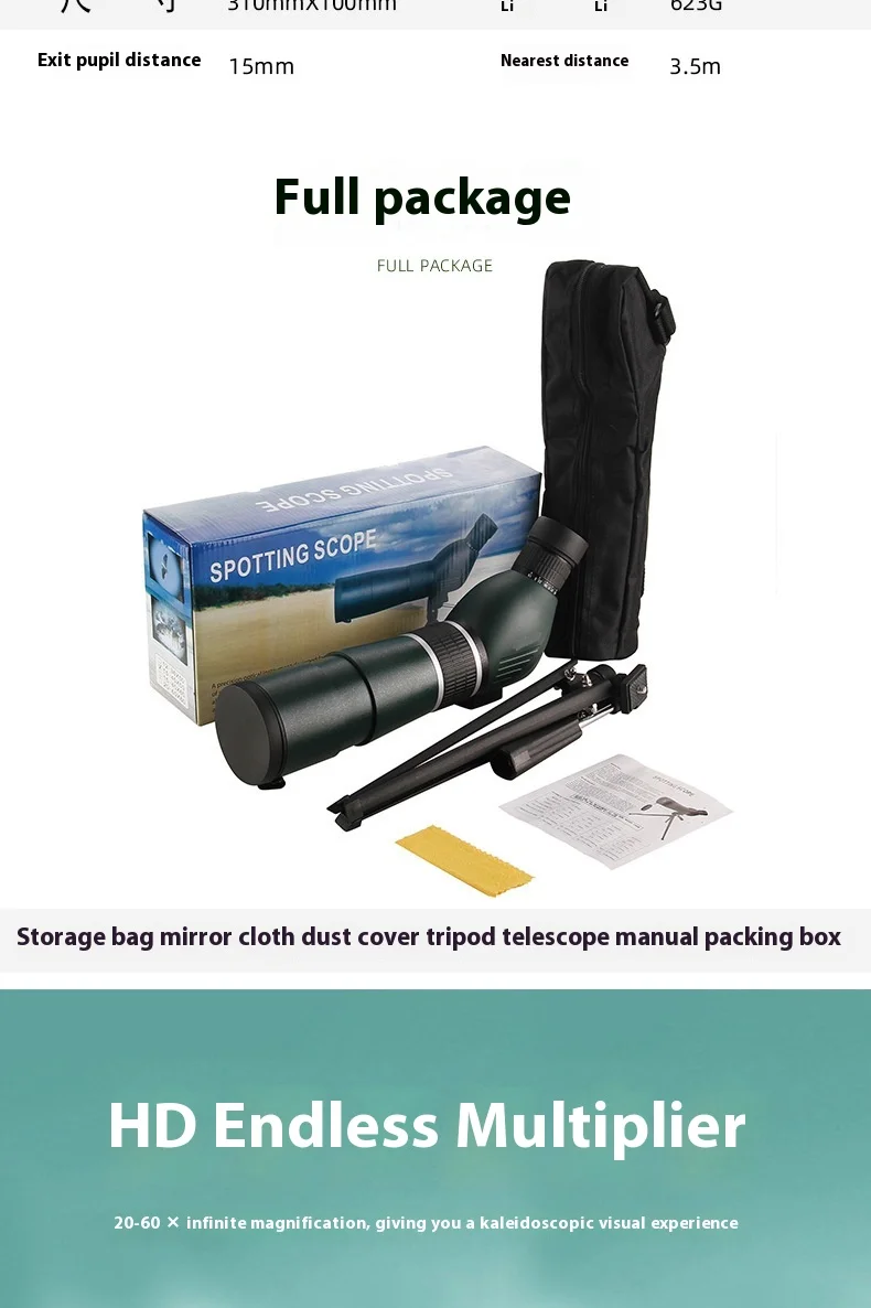 High-Power 20-60x60 Monocular Birdwatching Telescope High-Definition Low-Light Night Vision Outdoor Target Viewing Manufacturer