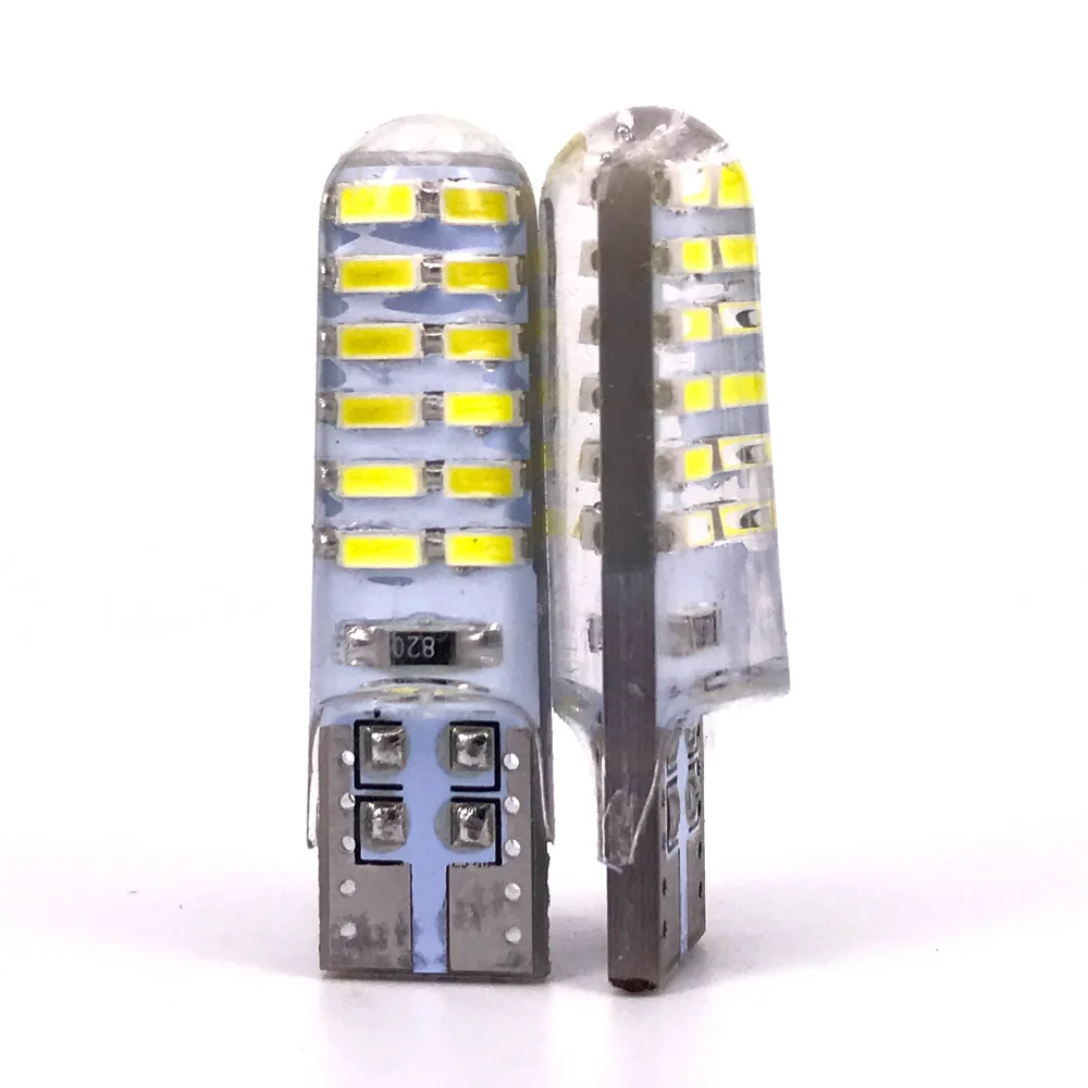 W5W 192 3014 24SMD Silicone Case Width Light Bulbs 24 SMD 3014 LED Car Interior Reading Light Clearance Lamp Canbus T10 Led