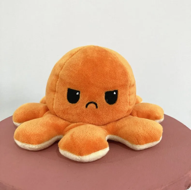 可爱双面毛绒动物转毛绒愤怒章鱼软娃娃毛绒玩具