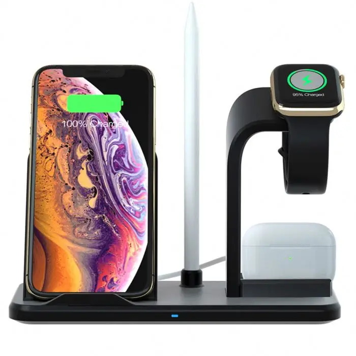
4 in 1 portable Qi phone holder watch fast wireless charging station 10w wireless charger stand for Apple watch iphone 