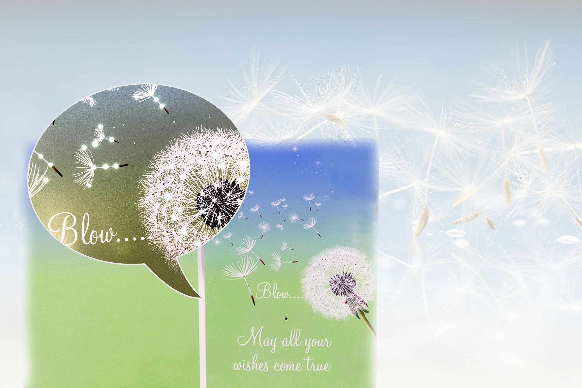 Happy Birthday Air Blow Sound Led Lights Musical Greeting Card With