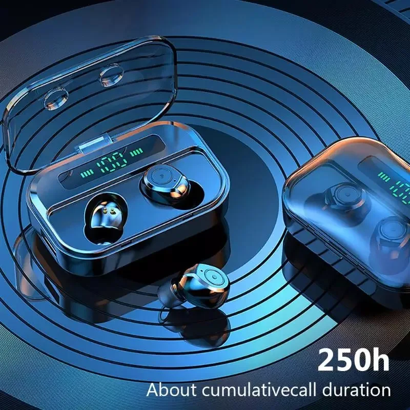 IPX7 Waterproof Wireless Blue tooth 5.0 Touch Screen Earphone with Large Capacity Charging Case LED Display Sport Headphones - ANKUX.COM
