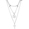 Classic Fashion Christian Cross Pendant Multilayer Coin Necklace