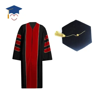 Deluxe Hot Sale Doctoral Graduation Robes Phd Graduation Cap And Gown