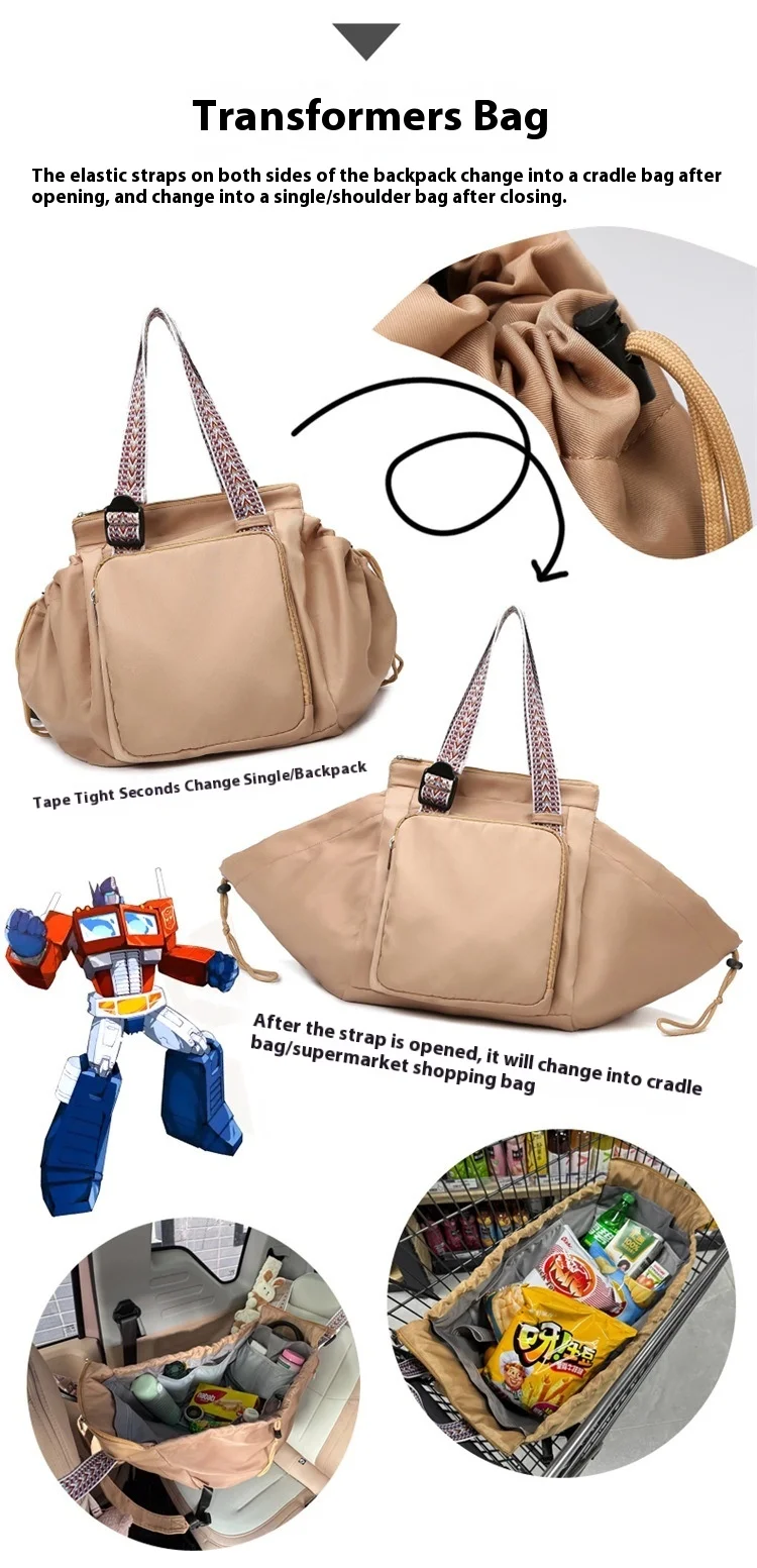 Large Capacity Double Shoulder Mommy Bag Portable Fashion Parent-Child Backpack Car Cradle Maternity Shopping Basket Lazy Travel