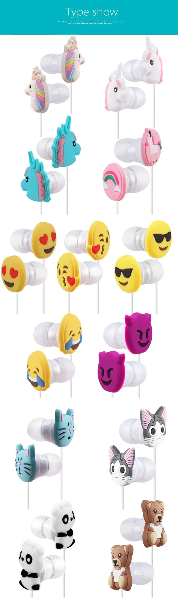 Europe standard high quality cartoon PVC customized logo earphone for promotion with box packing - ANKUX.COM
