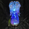 Color Changing Led Lighted Water Glitter Acrylic Praying Angel with Electroplated Wings for Christmas Decoration