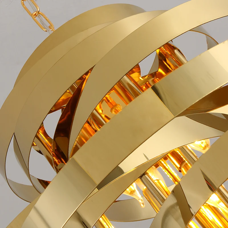 Post Simple Luxury Chandelier  Shiny Gold Metal Light Chandelier modern pendant light led for Villa Hotel Living room