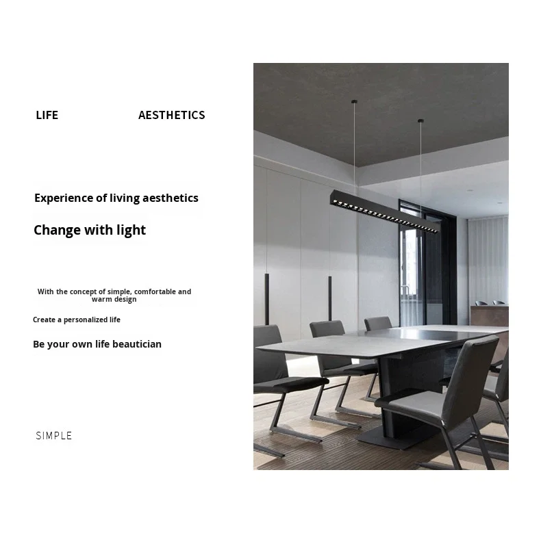 product grid pendant light strip eye protection aluminum alloy 6000k ra90 1200mm office lighting minimalist design-14