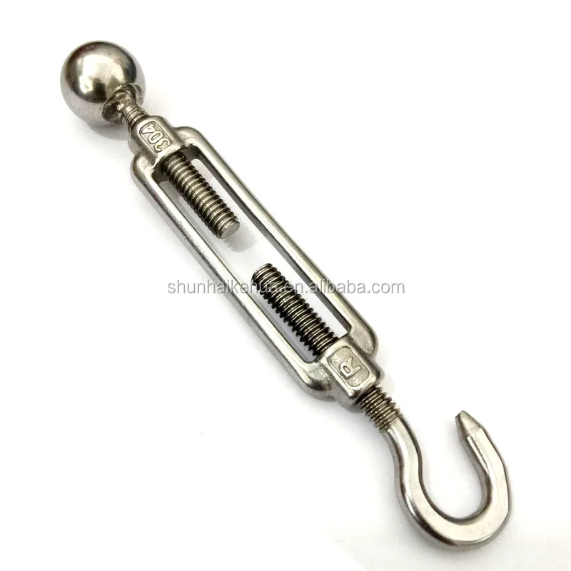 1/4 Unc Stainless Steel 304 Turnbuckle With Welded Ball Hook And Ball