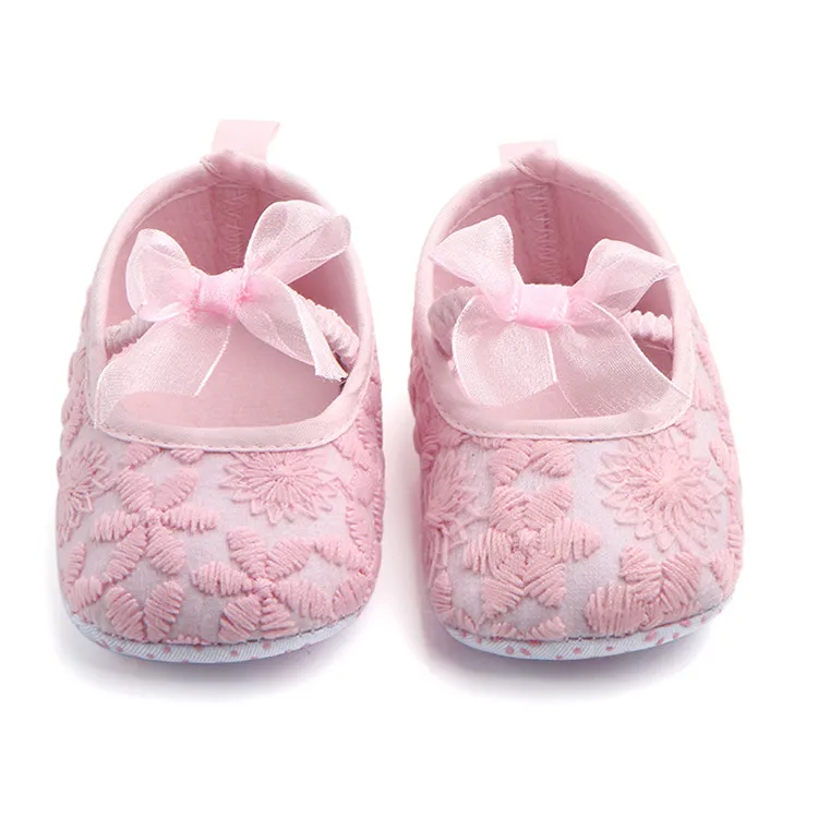 Running19 Baby Girls Infant Lace Floral Mary Jane Baptism Shoes Bow Ribbon Soft Sole Prewalker Wedding Dress Shoes