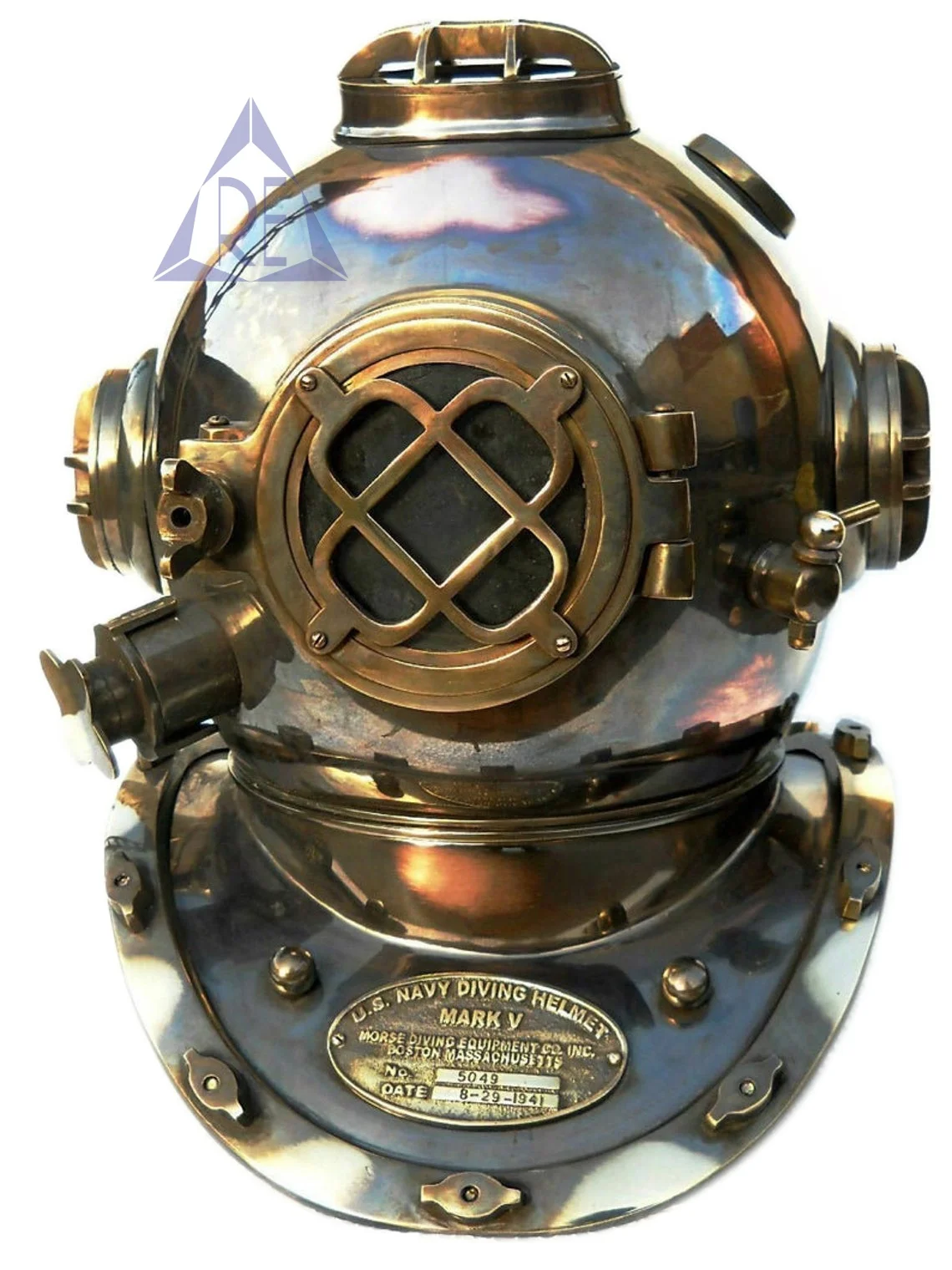 Vintage Brass Diving Divers Helmet Solid Steel US Navy Mark V Full Size Scuba 