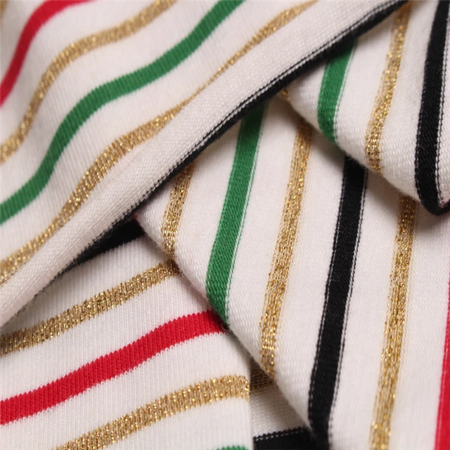 
Wholesale 2019 Knitting Poly Spun Single Jersey Printed Red And White Stripe Fabric For Clothing 