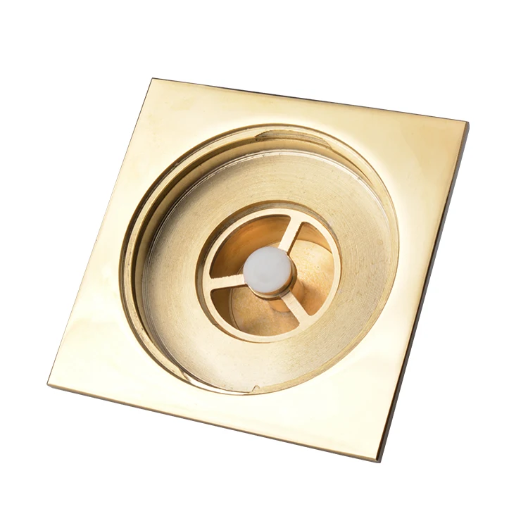 工厂价格 4英寸 elctroplated 方形装饰黄铜地漏