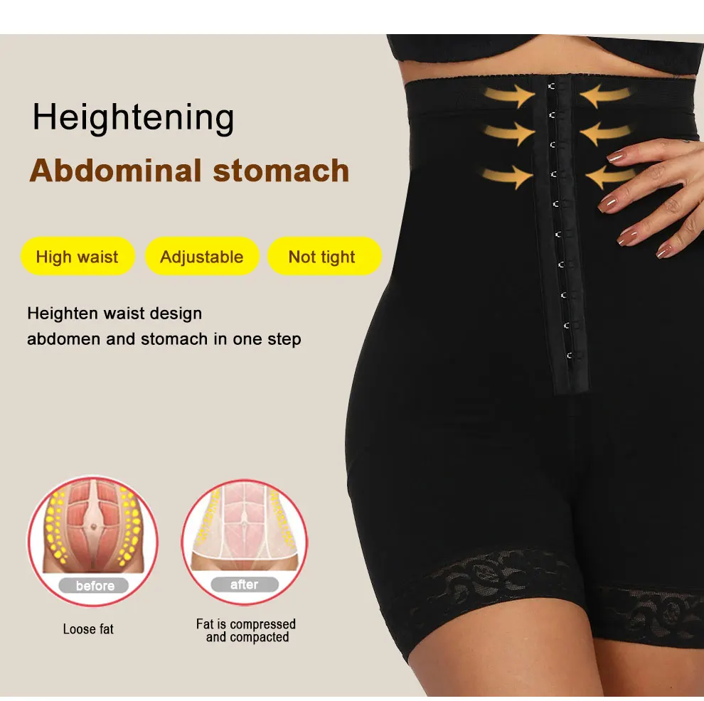 HEXIN Breasted Lace Butt Lifter High Waist Trainer Body Shapewear Women Slimming Plus Size Underwear With Tummy Control Panty