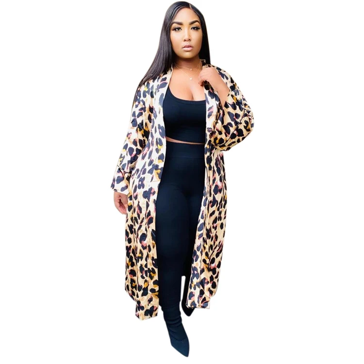 Best Seller Good Quality Winter Autumn 2021 Fashion Casual Leopard Long Jacket Coat Women Top Blouse Tops