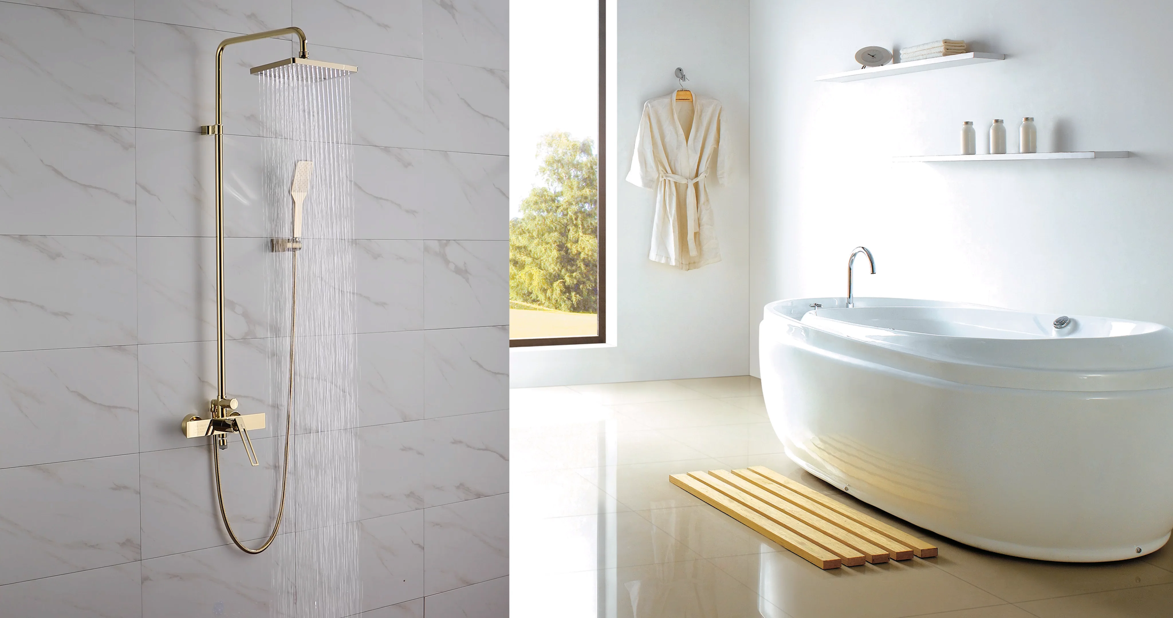 优雅的浴室系统3功能金淋浴搅拌机浴缸水龙头雨淋浴套装黄铜