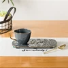 Unique design rock texture golden handle stylish ceramic espresso coffee cup with biscuit holder
