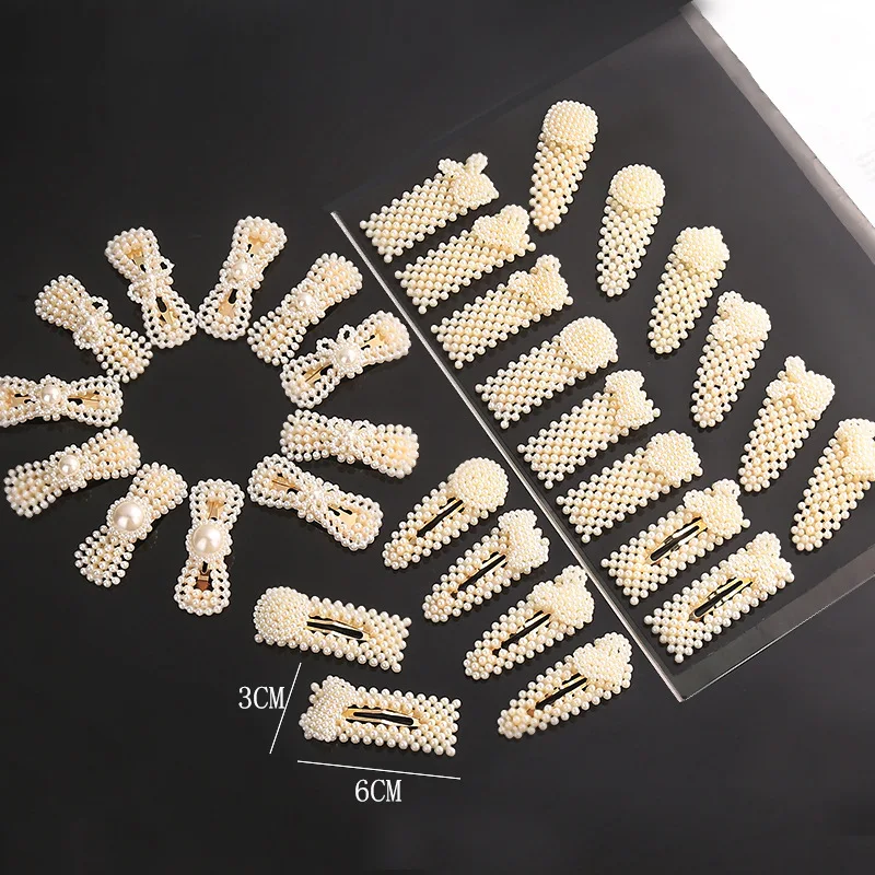 LRTOU Wholesale Custom Fashion Women Hair Accessories Flat Hairgrip Geometric Simple Barrette Hair Pin Pearl Hair Clip For Girls