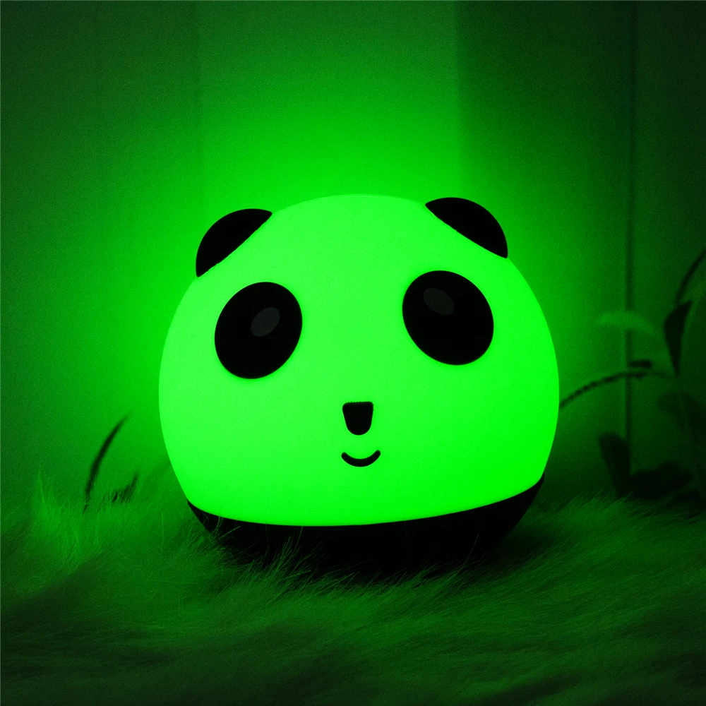 Cartoon Panda Silicone Night Light LED Color Changing Kids Bedroom Mood Lamp Creative Gift