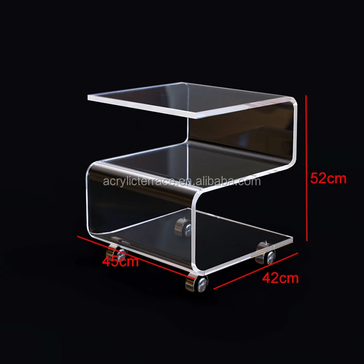 Sshape Acrylic Side Coffee Table With Wheels Buy Sshape Acrylic