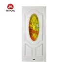 Wooden front double oval glass entry door design