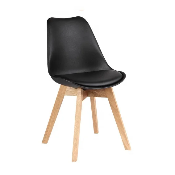 
Wholesale price high quality colored cafe plastic chairs tulip hard pp dining chair with beech wood legs 