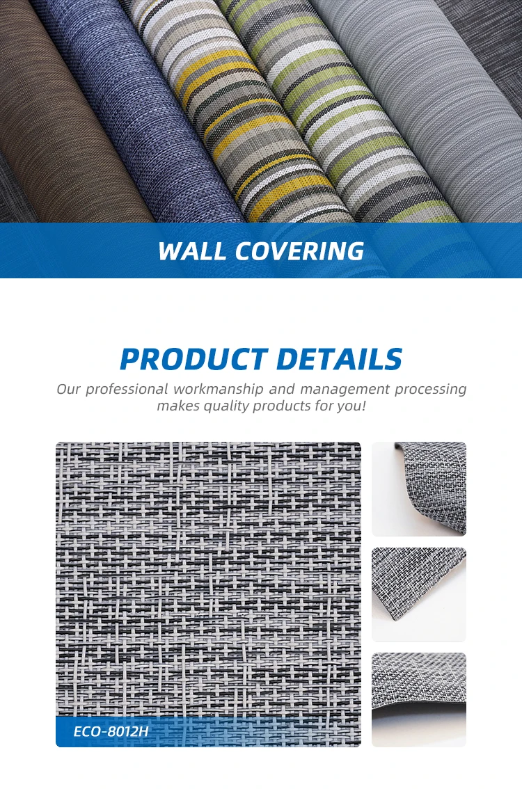 Construction widely used wall covering fabric waterproof wall wallpaper woven vinyl wallpaper for home