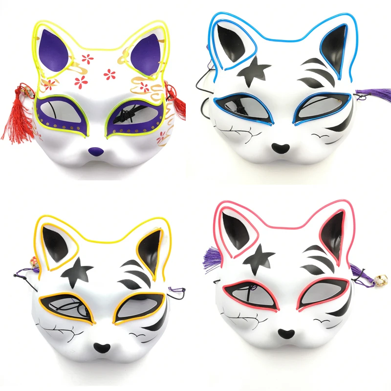Masquerade Halloween Masks Cosplay Luminous Cute Mask Neon Party ...