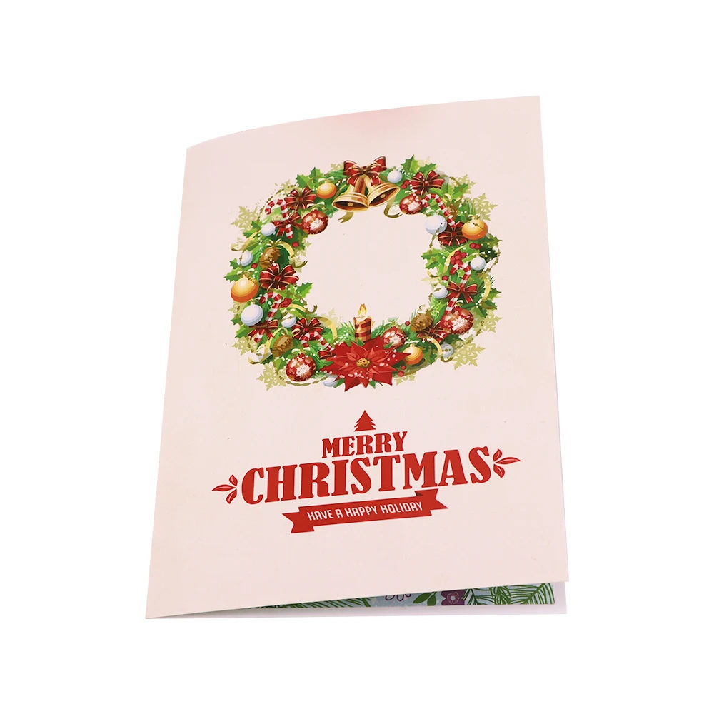 2020 Handmade Paper Craft 3d Pop Up Christmas Wreath Card