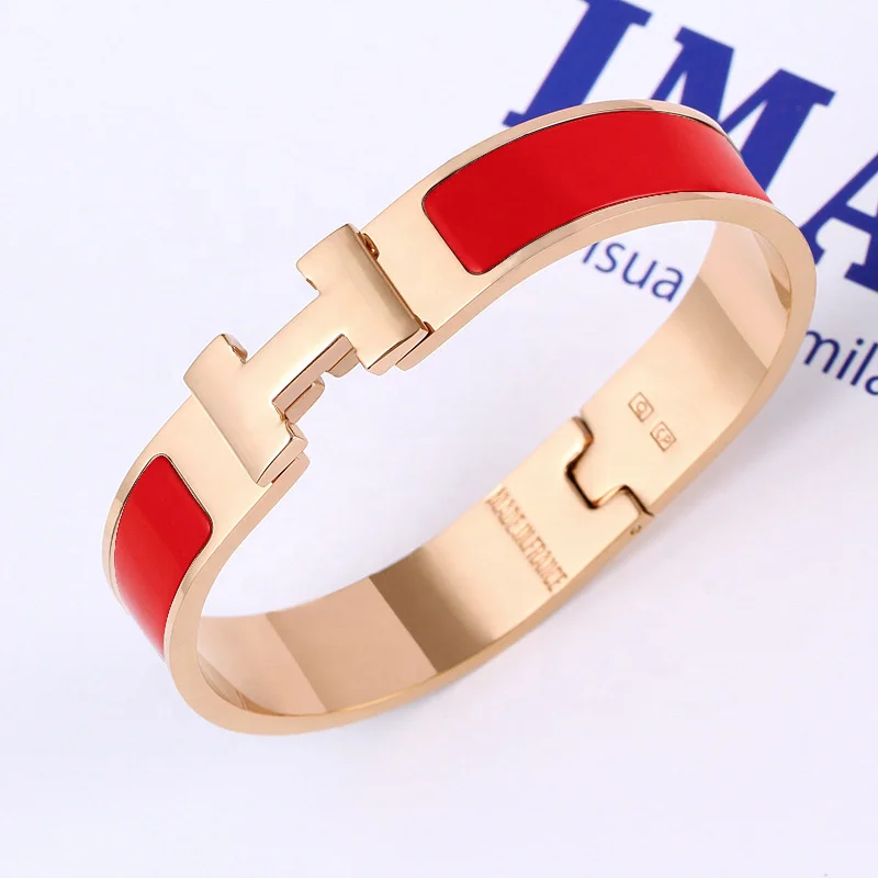 

Popular Jewelry For Women 316L Stainless Steel Bracelet H Enamel Colorful Bangle