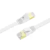 White Network Shielded SSTP CAT 7 Ethernet Flat Patch Cord Cable