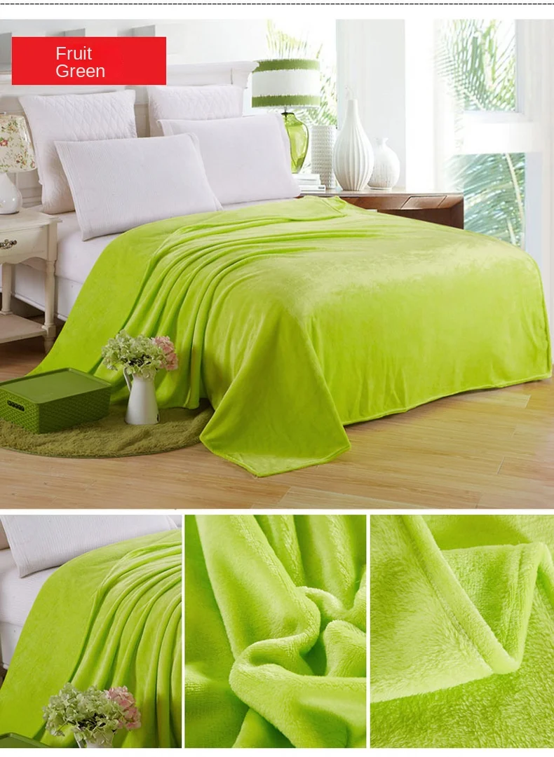 Autumn Winter Coral Fleece Flannel Blanket Single Layer Print Eco-friendly Modern Home & Bedding Use Customizable Knitted details