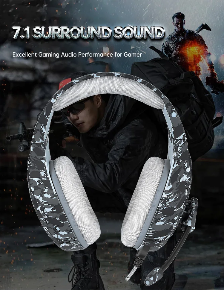 ONIKUMA K1B Wired 3.5mm Headset Snow Camouflage Tactical Stereo Sound Gaming Headset - ANKUX.COM