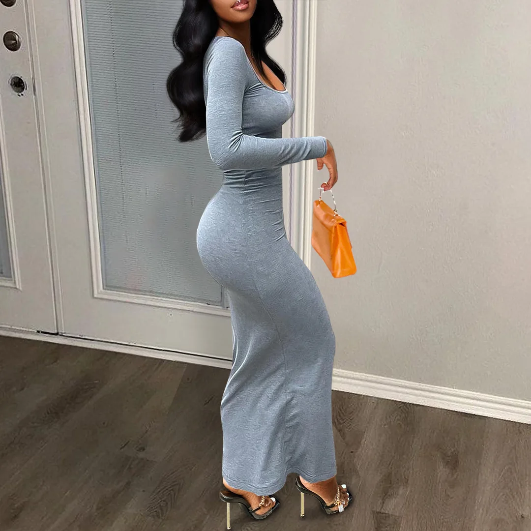 lounge ribbed long sleeve maxi dress Diufon Sweater Maxi Dress for Women Soft Long Sleeve V Neck Lace-Up Ribbed Knit Lounge Dress