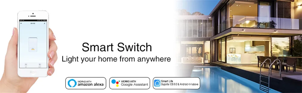 Smart Life/Tuya APP WiFi 10A Smart Push Button Light Switch WiFi Wall Switch for Smart Home