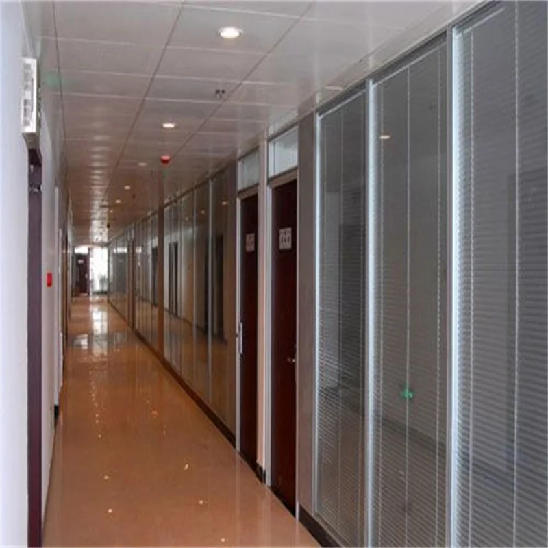 100mm Aluminum Frame Steel Keel Double Glass Partition with Built-In Louvers for High-End Retail Boutiques details