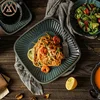 Creative retro set coffee cup plate square plate pasta plate salad bowl soup bowl Yaguang kiln pearl point set tableware