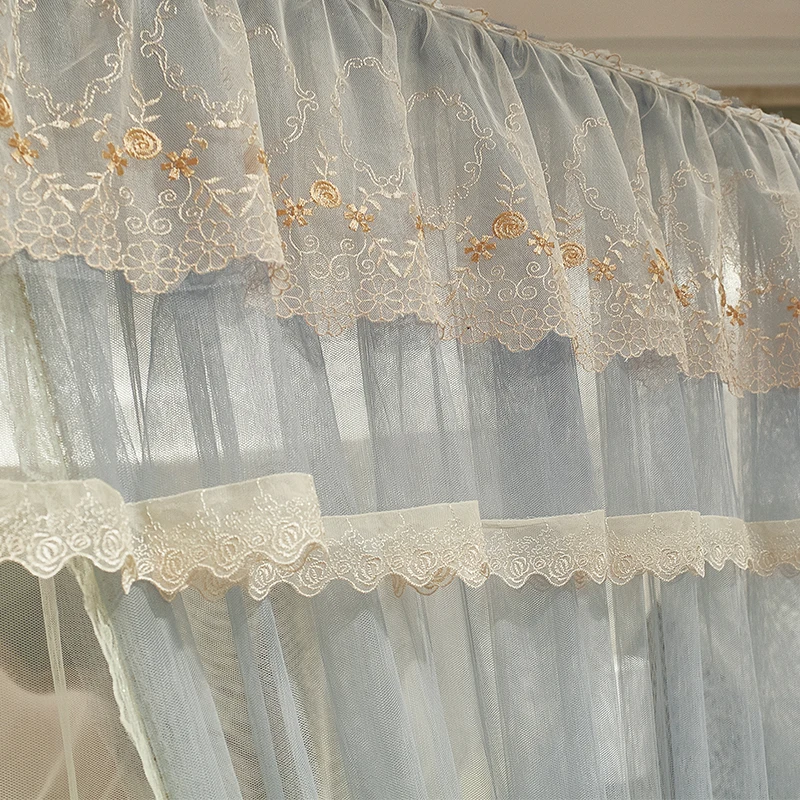 Nordic High Grade Luxury Romantic Lace Double Bed Encrypted Thick Double Landing Bedroom Mosquito Net