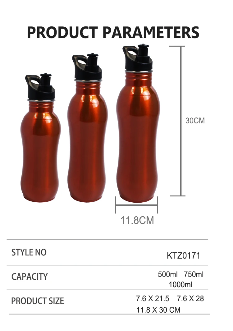 OEM stainless steel running water bottle sport water bottle with straw lid