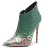 Sexy Thin High Heel Women Ankle Boots Gradient Color Pointed Toe Lip Prints Winter Booties Stiletto Lady Dress Short Boots