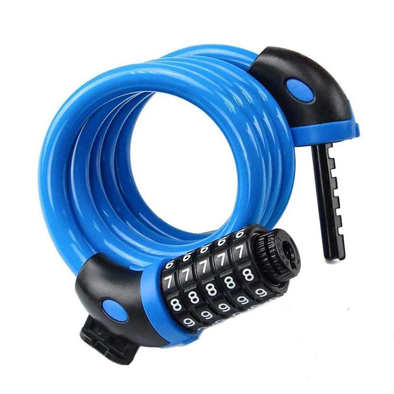 Cycling Security 5digit Combination Password Lock Bicycle Cable Chain Lock Steel Cable Bicycle