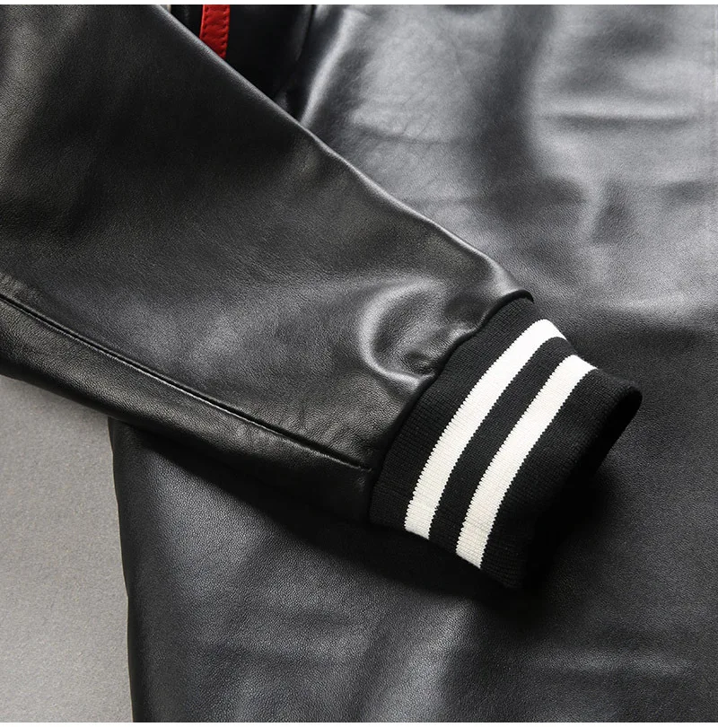 men's real cowhide leather bomber jacket men  designer Custom embroidered Bomber men jacket_voghion.com