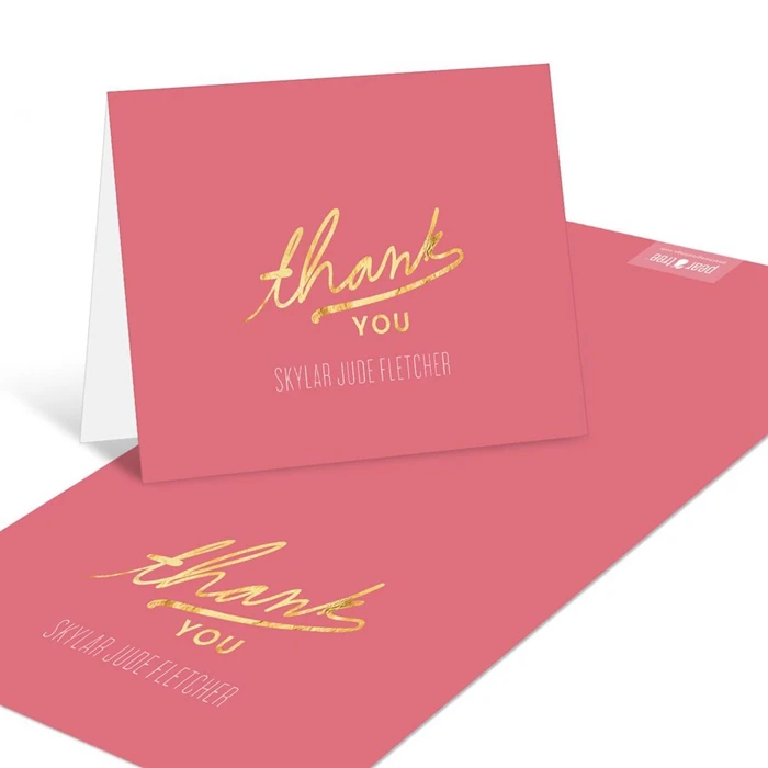 Custom high quality Black greeting card , embossing gold foil stamp thank you card
