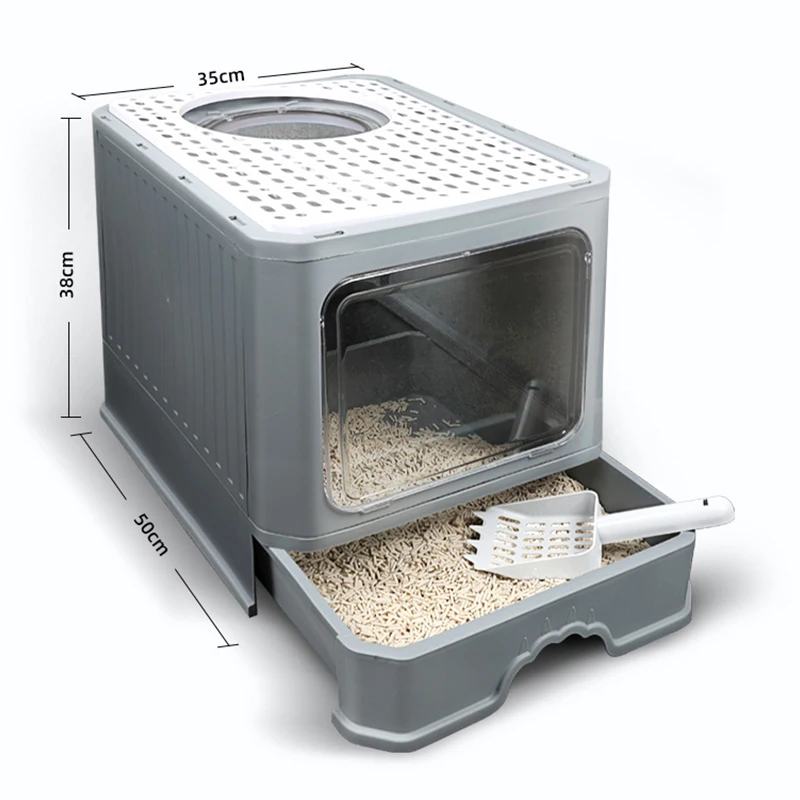 New Design Large Foldable Cat Litter Box With Drawer Full Enclosed Pet