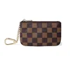 Luxury Zip Checkered Key Chain pouch PU Vegan Leather Mini Coin Purse Wallet with clasp
