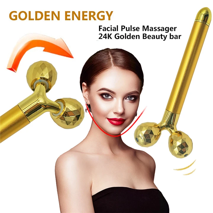 2 In 1 Energy Beauty Bar 24k Golden Pulse Facial Massager Electric 3d Massage Roller Buy