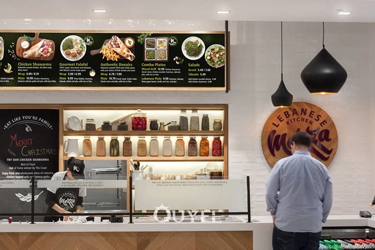 Custom Fancy Ice Cream Bubble Tea Juice Shop Interior Design display