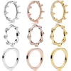 S925 sterling silver ring rose gold gilded crown love pea heart Pandora hundred ring